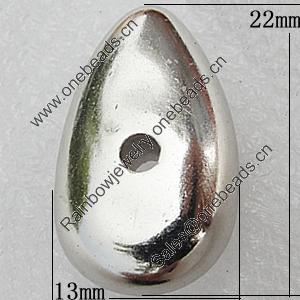 Jewelry findings, CCB Plastic Beads, Platina Plated, Teardrop 22x13mm Hole:2.5mm, Sold by Bag