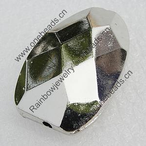 Jewelry findings, CCB Plastic Beads, Platina Plated, Faceted Nugget 35x22mm Hole:2mm, Sold by Bag
