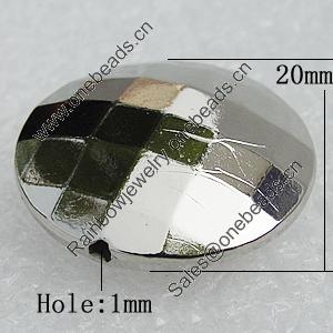 Jewelry findings, CCB Plastic Beads, Platina Plated, Faceted Flat Round 20mm Hole:1mm, Sold by Bag