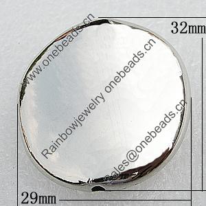 Jewelry findings, CCB Plastic Beads, Platina Plated, 32x29mm Hole:2.5mm, Sold by Bag