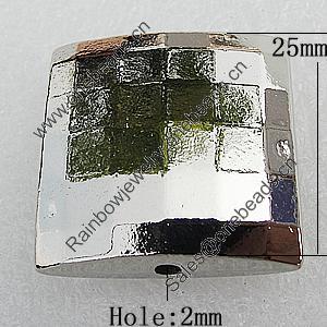 Jewelry findings, CCB Plastic Beads, Platina Plated, Faceted Square 25mm Hole:2mm, Sold by Bag