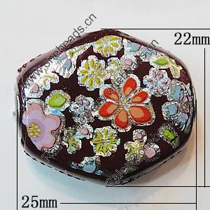 Handmade Indonesia Beads, Diamond 25x22mm Hole:4.5mm, Sold by PC