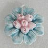 Ceramics Pendants, Flower 42mm Hole:8x4.5mm, Sold by PC