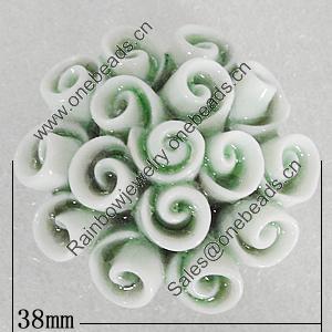Ceramics Beads, Flower 38mm Hole:3.5mm, Sold by PC