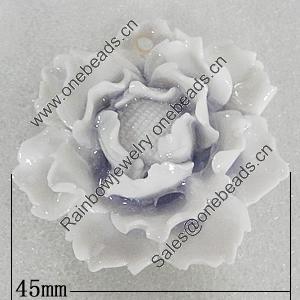 Ceramics Pendants, Flower 45mm Hole:2.5mm, Sold by PC