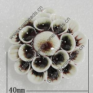 Ceramics Pendants, Flower 40mm Hole:7x5mm, Sold by PC
