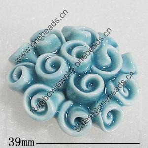 Ceramics Beads, Flower 39mm Hole:2.5mm, Sold by PC