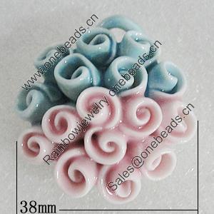 Ceramics Pendants, Flower 38mm Hole:5.5mm, Sold by PC