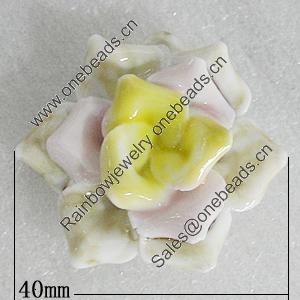 Ceramics Pendants, Flower 40mm Hole:5x3mm, Sold by PC