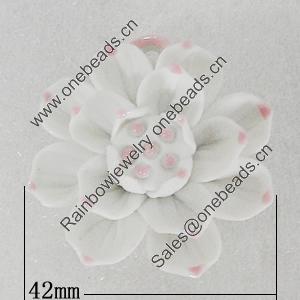 Ceramics Pendants, Flower 42mm Hole:7.5x3.5mm, Sold by PC