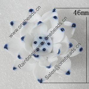 Ceramics Pendants, Flower 46mm Hole:4mm, Sold by PC