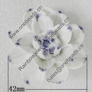 Ceramics Pendants, Flower 42mm Hole:7x5mm, Sold by PC