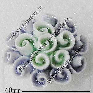 Ceramics Beads, Flower 40mm Hole:3mm, Sold by PC