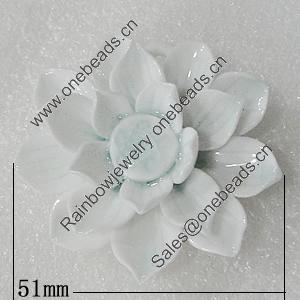 Ceramics Pendants, Flower 51mm Hole:7x4mm, Sold by PC