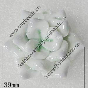 Ceramics Pendants, Flower 39mm Hole:3.5mm, Sold by PC