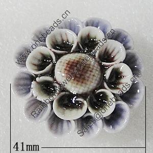 Ceramics Beads, Flower 41mm Hole:2.5mm, Sold by PC