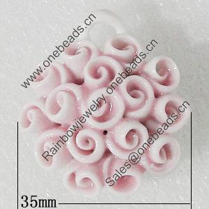 Ceramics Pendants, Flower 35mm Hole:5mm, Sold by PC
