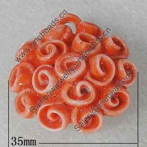 Ceramics Pendants, Flower 35mm Hole:7x4mm, Sold by PC