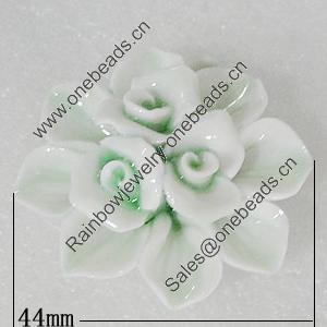 Ceramics Pendants, Flower 44mm Hole:9x5mm, Sold by PC
