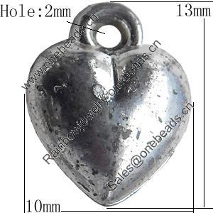 Antique Silver Plastic Pendant, 10x13mm, Hole:Approx 2mm, Sold by Bag