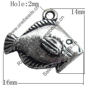 Antique Silver Plastic Pendant, 16x14mm, Hole:Approx 2mm, Sold by Bag