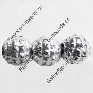 Antique Silver Plastic Beads, 4mm, Hole:Approx 1mm, Sold by Bag