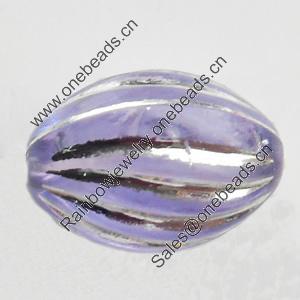 Transparent Plated Colorful(Silver) Plastic Beads, A Grade, 12x8mm, Hole:Approx 2mm, Sold by Bag