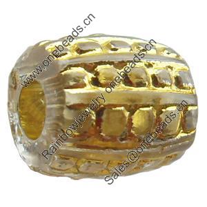 Transparent Plated Colorful(Gold) Plastic Beads, A Grade, Drum, 10mm, Hole:Approx 4mm, Sold by Bag