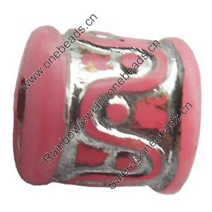 Solid Plated Colorful(Silver) Plastic Beads, A Grade, Tube, 8mm, Hole:Approx 2mm, Sold by Bag