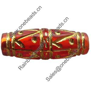 Transparent Plated Colorful(Gold) Plastic Beads, A Grade, 22x7mm, Hole:Approx 2mm, Sold by Bag