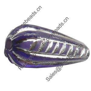 Transparent Plated Colorful(Silver) Plastic Beads, A Grade, Teardrop, 18x7mm, Hole:Approx 2mm, Sold by Bag