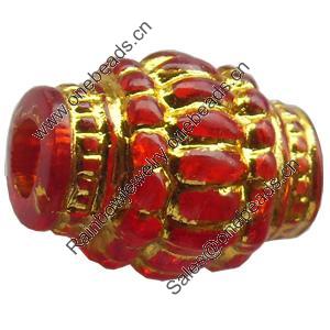 Transparent Plated Colorful(Gold) Plastic Beads, A Grade, Lantern, 16x12mm, Hole:Approx 4mm, Sold by Bag
