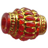 Transparent Plated Colorful(Gold) Plastic Beads, A Grade, Lantern, 16x12mm, Hole:Approx 4mm, Sold by Bag