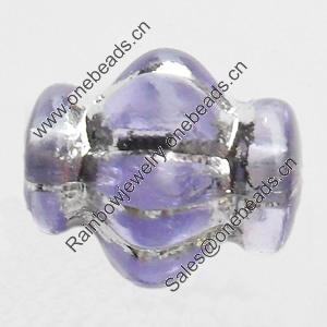 Transparent Plated Colorful(Silver) Plastic Beads, A Grade, Lantern, 13x10mm, Hole:Approx 2mm, Sold by Bag