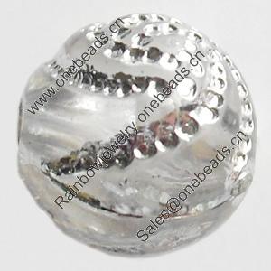 Transparent Plated Colorful(Silver) Plastic Beads, A Grade, Round, 10mm, Hole:Approx 2mm, Sold by Bag