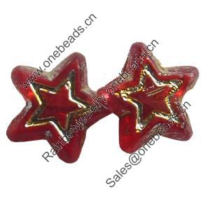 Transparent Plated Colorful(Silver) Plastic Beads, A Grade, Star, 7mm, Hole:Approx 1mm, Sold by Bag