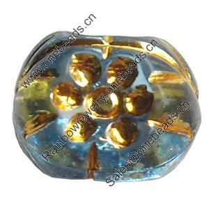 Transparent Plated Colorful(Gold) Plastic Beads, A Grade, 12x11mm, Hole:Approx 2mm, Sold by Bag