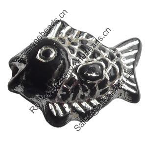 Plated Colorful(Silver) Plastic Beads, A Grade, Fish, 16x13mm, Hole:Approx 2mm, Sold by Bag