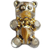 Transparent Plated Colorful(Gold) Plastic Beads, A Grade, Bear, 10x16mm, Hole:Approx 2mm, Sold by Bag