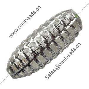 Transparent Plated Colorful(Silver) Plastic Beads, A Grade, 24x9mm, Hole:Approx 2mm, Sold by Bag