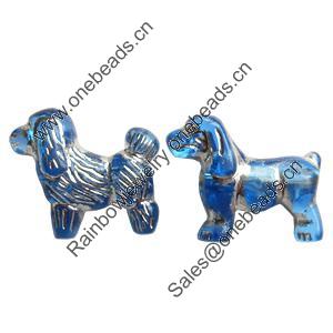 Transparent Plated Colorful(Silver) Plastic Beads, A Grade, Dog, 23x19mm, Hole:Approx 2mm, Sold by Bag