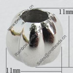 Jewelry Findings, CCB Plastic Beads, Platina Plated, 11x11mm, Hole:5mm, Sold by Bag
