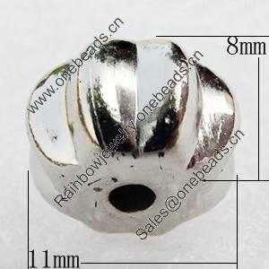 Jewelry Findings, CCB Plastic Beads, Platina Plated, 11x18mm, Hole:2.5mm, Sold by Bag