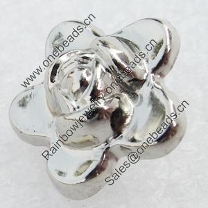 Jewelry Findings, CCB Plastic Beads, Platina Plated, Flower, 14mm, Hole:2mm, Sold by Bag