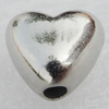 Jewelry Findings, CCB Plastic Beads, Platina Plated, Heart, 10x9mm, Hole:2.5mm, Sold by Bag
