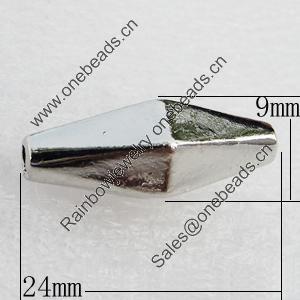 Jewelry Findings, CCB Plastic Beads, Platina Plated, Bicone, 24x9mm, Hole:2.5mm, Sold by Bag