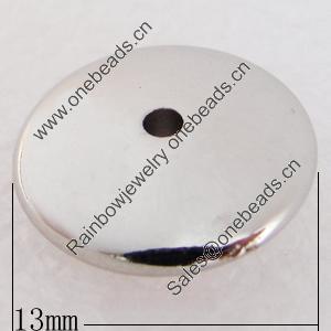 Jewelry Findings, CCB Plastic Beads, Platina Plated, Flat Round, 13x3.5mm, Hole:1.5mm, Sold by Bag