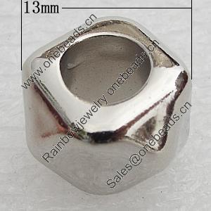 Jewelry findings, CCB Plastic Beads, Platina Plated, 13x13mm Hole:7mm, Sold by Bag