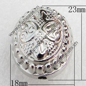Jewelry Findings, CCB Plastic Beads, Platina Plated, 23x18mm, Hole:2.5mm, Sold by Bag