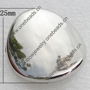 Jewelry findings, CCB Plastic Beads, Platina Plated, Flat Round 25mm Hole:2mm, Sold by Bag